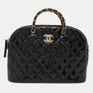 Black Patent Leather Top Handle Bag