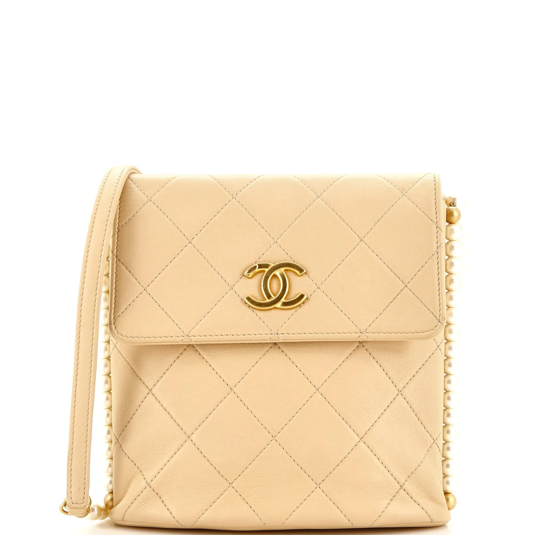 CHANEL About Pearls Flap Hobo Quilted Calfskin Small