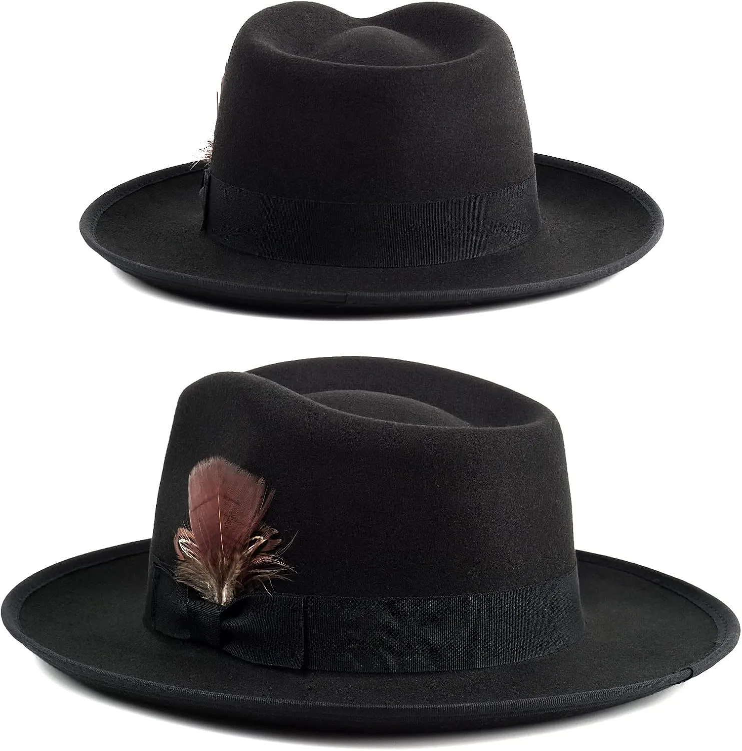 FADACHY Fedora Hats for Men & Women Wide Brim Felt Hat Dress Panama Trilby Hats