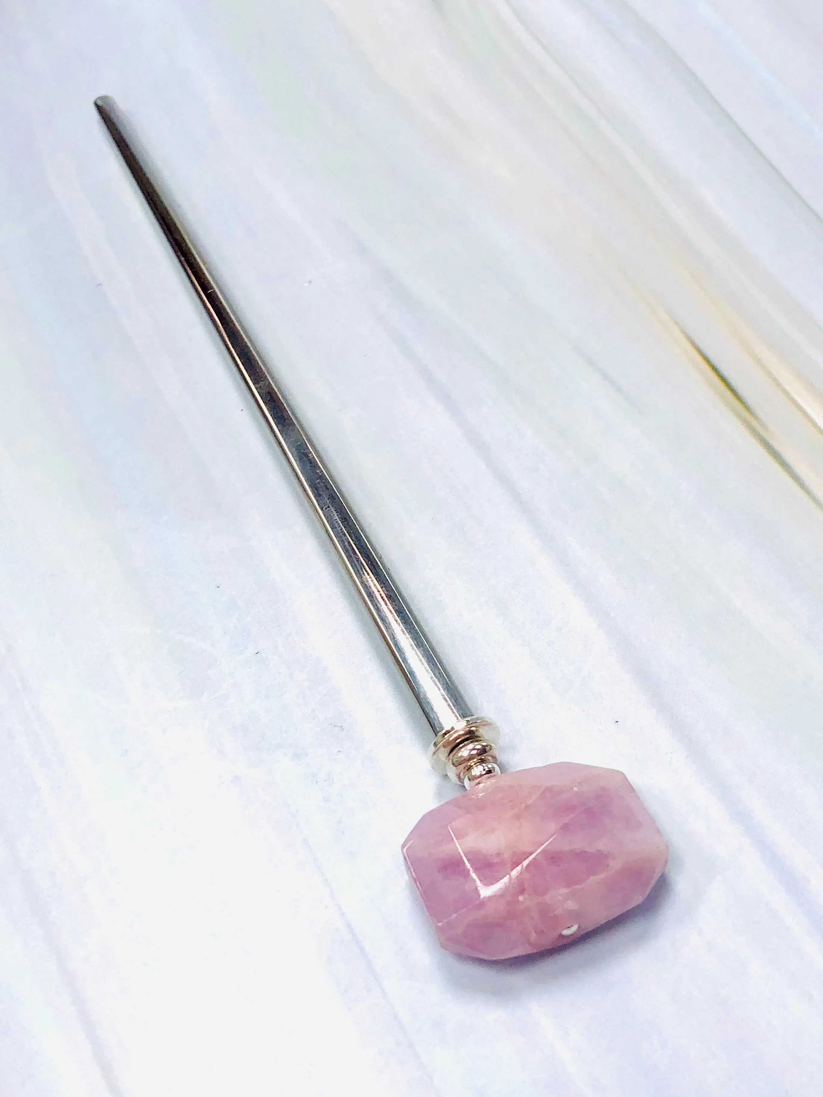 Genuine Kunzite Gemstone Hair Stick, Kunzite silver Gemstone Shawl Pin