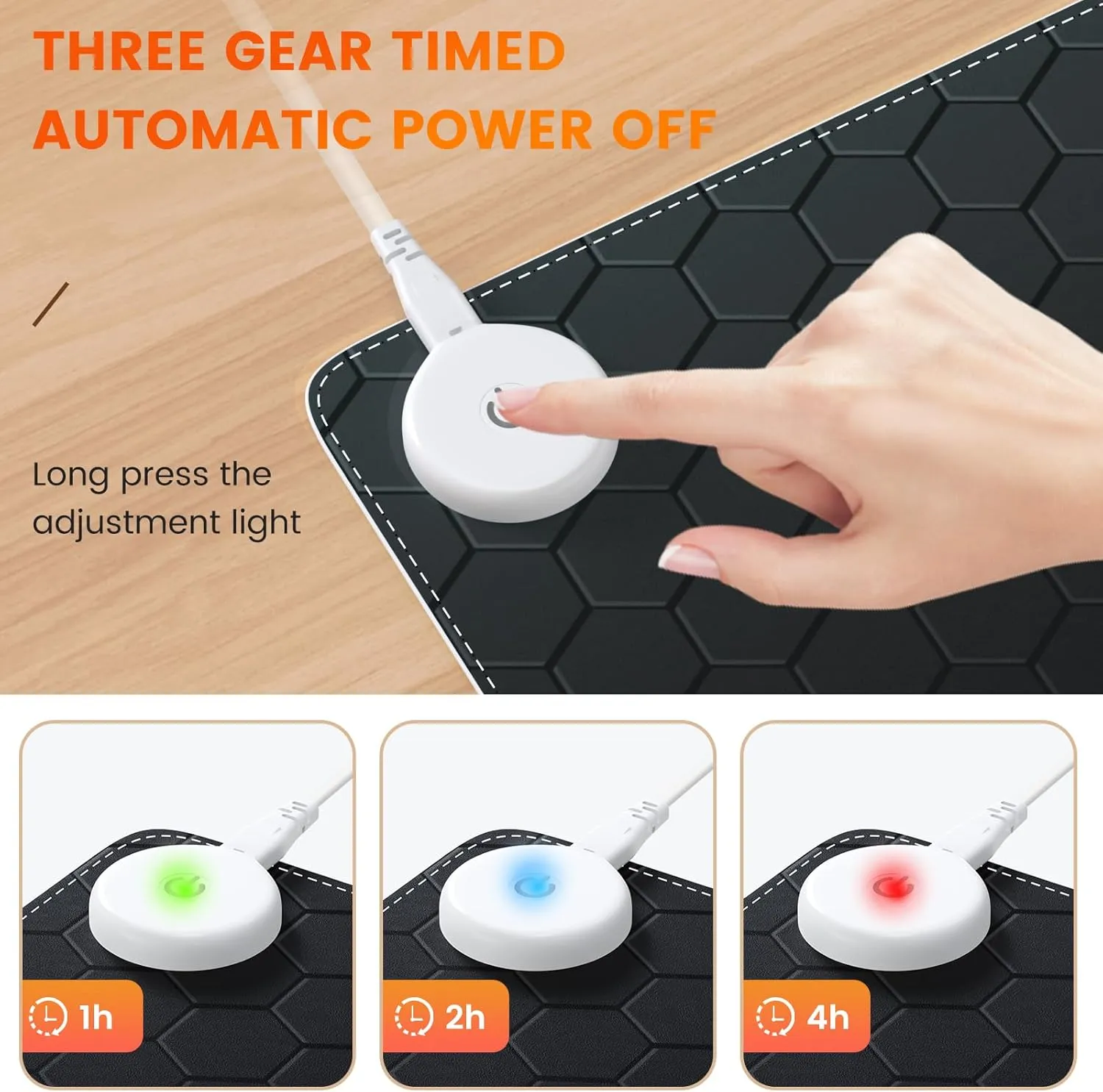 iLeadon Heated Mouse Pad, Electric Warm Desk Pad with 3 Heating Levels & 3 Auto Shut-Off Levels, 35.4" x 15.7" Large Safe Desk Mat Hand Warmer for Home Office Work, Honeycomb Black