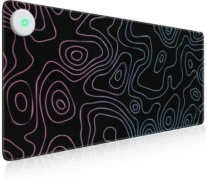 iLeadon Heated Mouse Pad, Heated Desk Mat, Electric Warm Desk Pad with 3 Heating Levels & 3 Auto Shut-Off Levels, 31.5" x 13" Large Safe Desk Mat Hand Warmer for Home Office Work, Black Topographic A