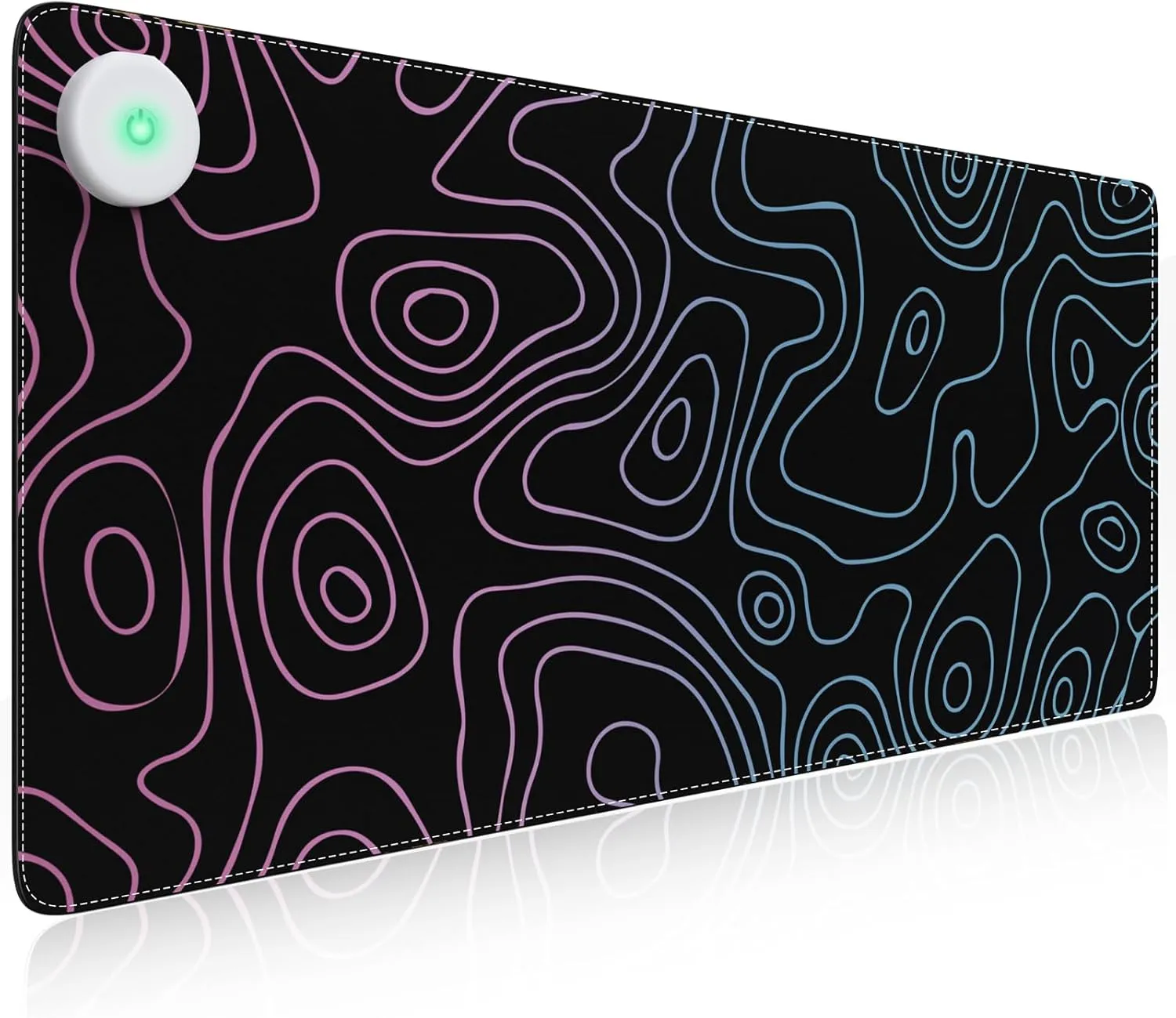 iLeadon Heated Mouse Pad, Heated Desk Mat, Electric Warm Desk Pad with 3 Heating Levels & 3 Auto Shut-Off Levels, 31.5" x 13" Large Safe Desk Mat Hand Warmer for Home Office Work, Black Topographic A