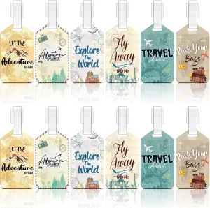 Kajaia 12 Pcs Let The Adventure Begin Luggage Tag Baggage Tags Identifiers Travel Bag Tags for Luggage Name ID Label for Suitcases Men Women Funny Wedding Guests Birthday Gifts