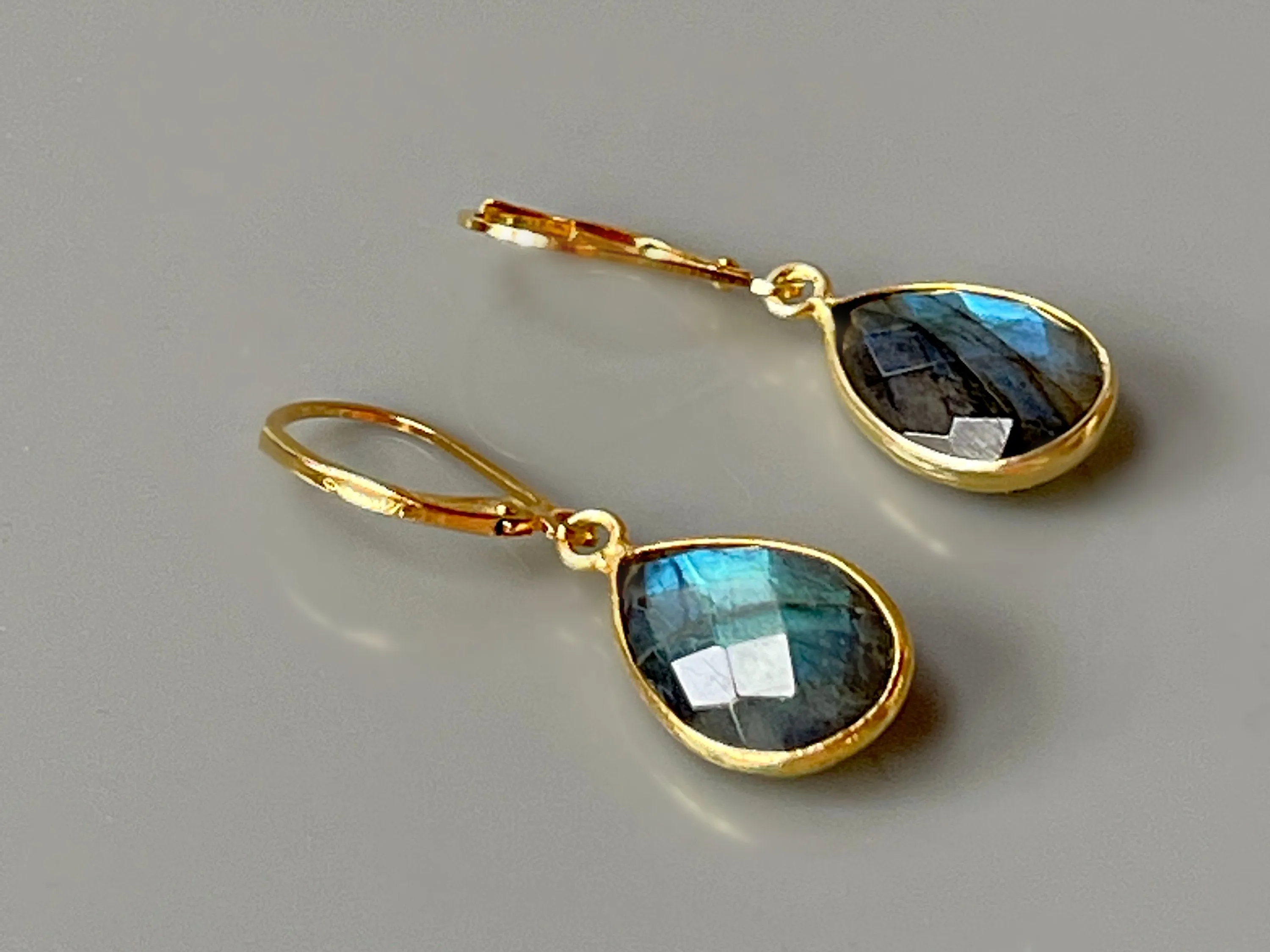 Labradorite earrings Sterling Silver, Gold