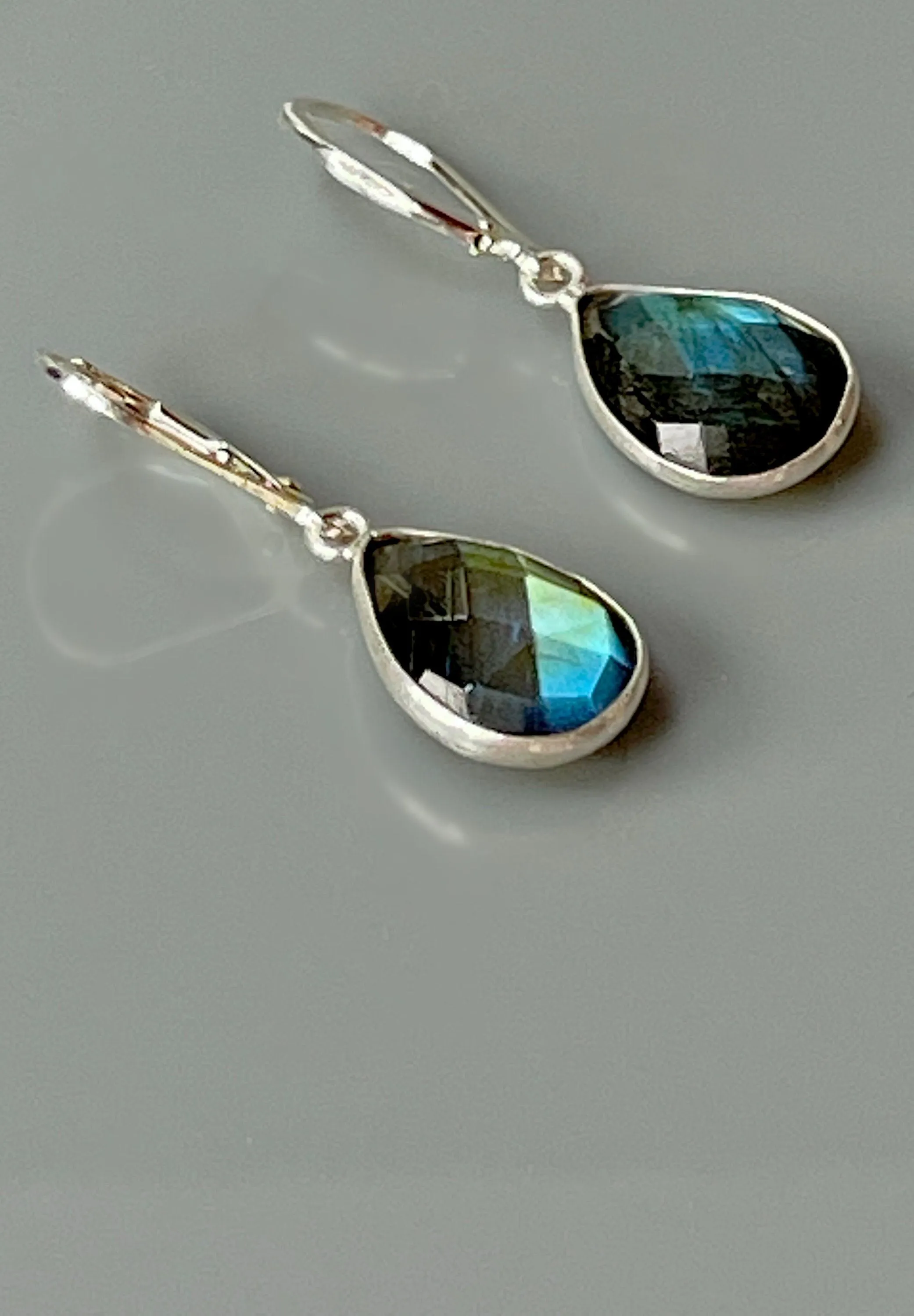 Labradorite earrings Sterling Silver, Gold