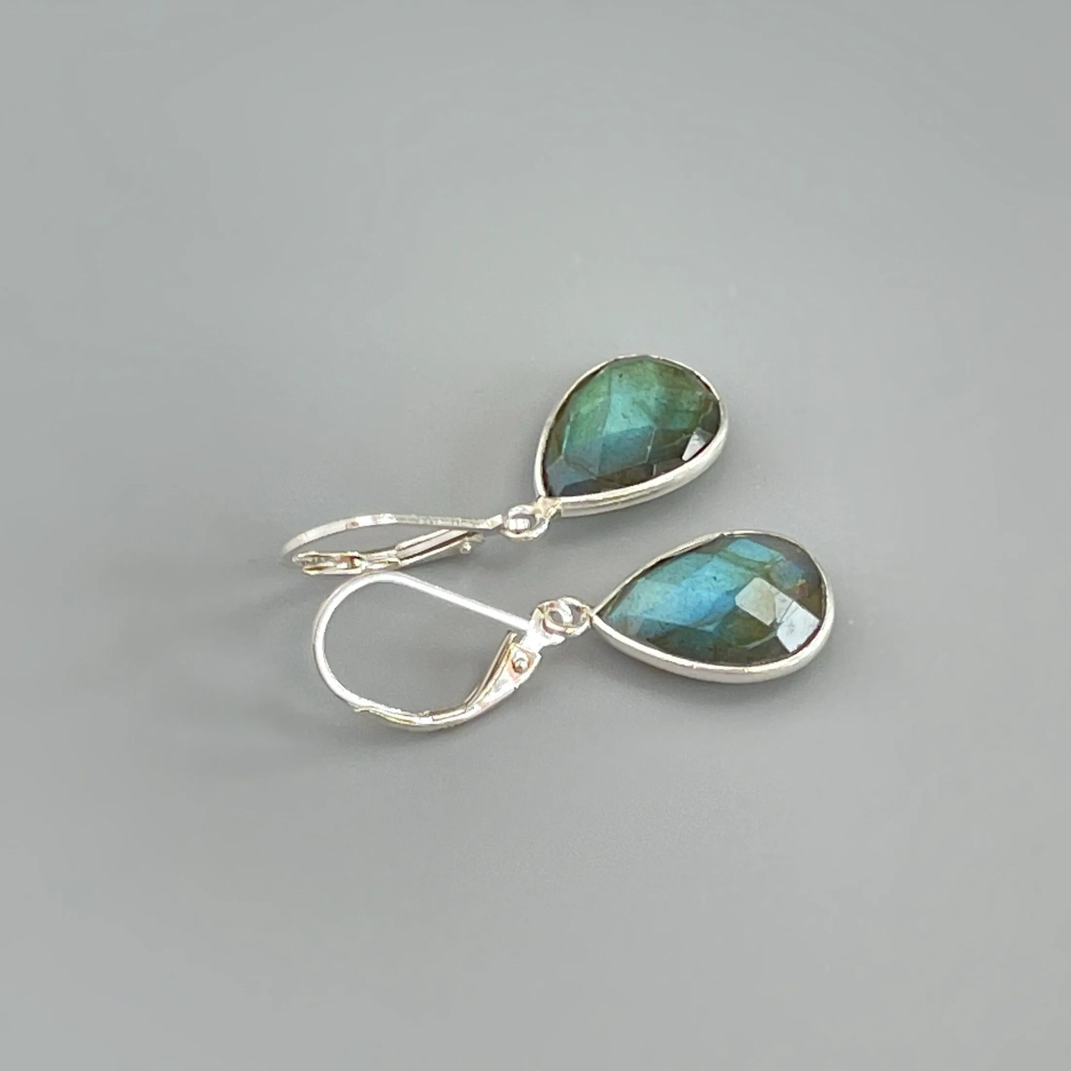 Labradorite earrings Sterling Silver, Gold