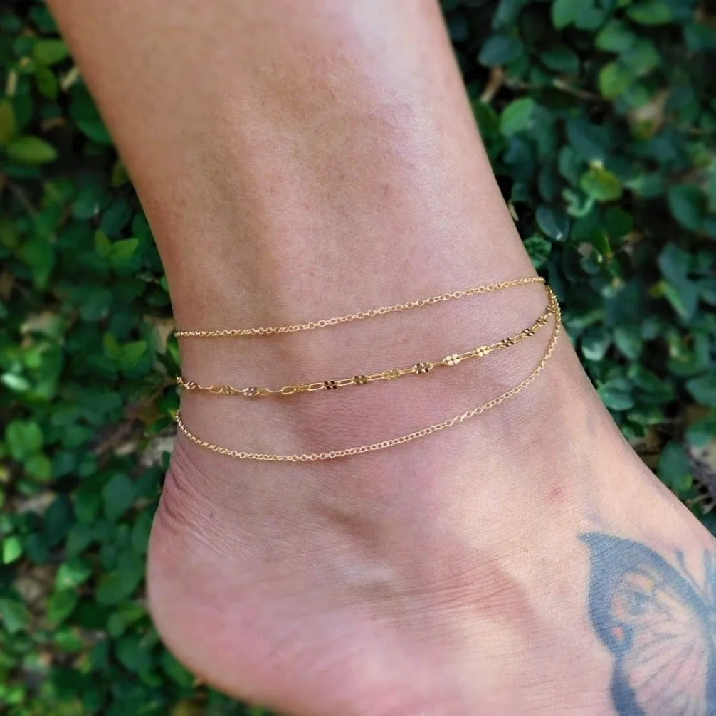 Layered Fleur Anklet • Gold