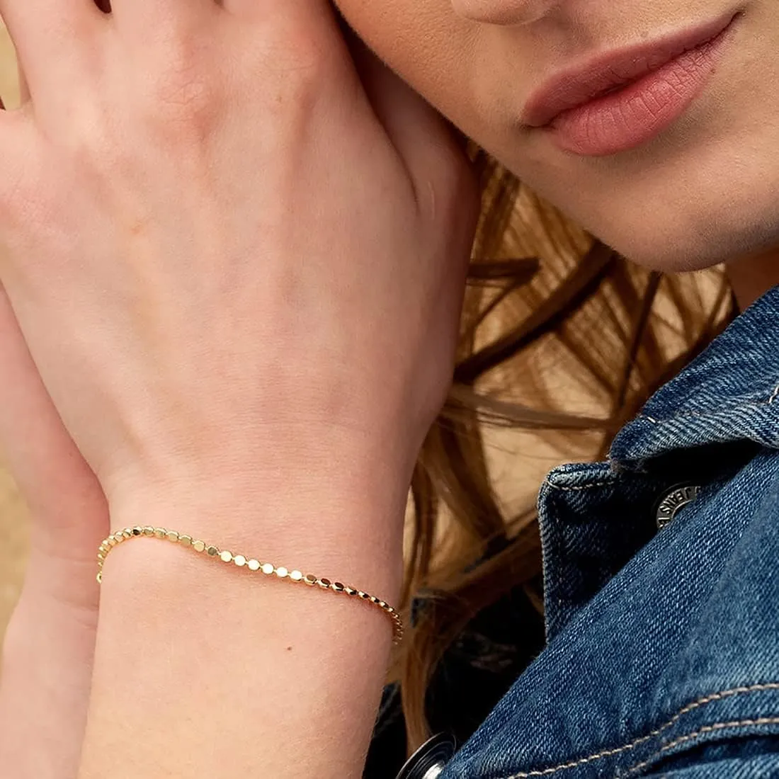 MIDEEO Bracelets for Women Dainty Layered Herringbone Twisted Rope Chain Bracelets Set Layering Dot CZ Leave Beaded Bracelets Dainty Cubic Zirconia Tennis Chain Bracelet Jewelry Gifts
