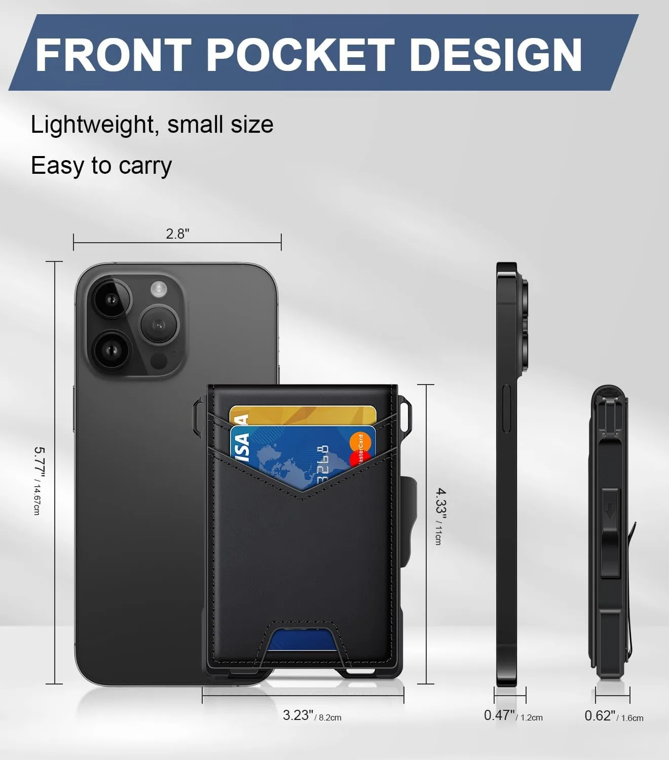 Wallet for Men, Minimalist Slim Mens Wallet with Money Clip, RFID Blocking Smart Pop Up Card Wallet with ID Window, Compact Bifold Wallet,Metal Aluminum Credit Card Holder